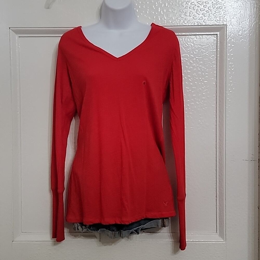 NWT Women's Red Long Sleeve Tee XL American Eagle